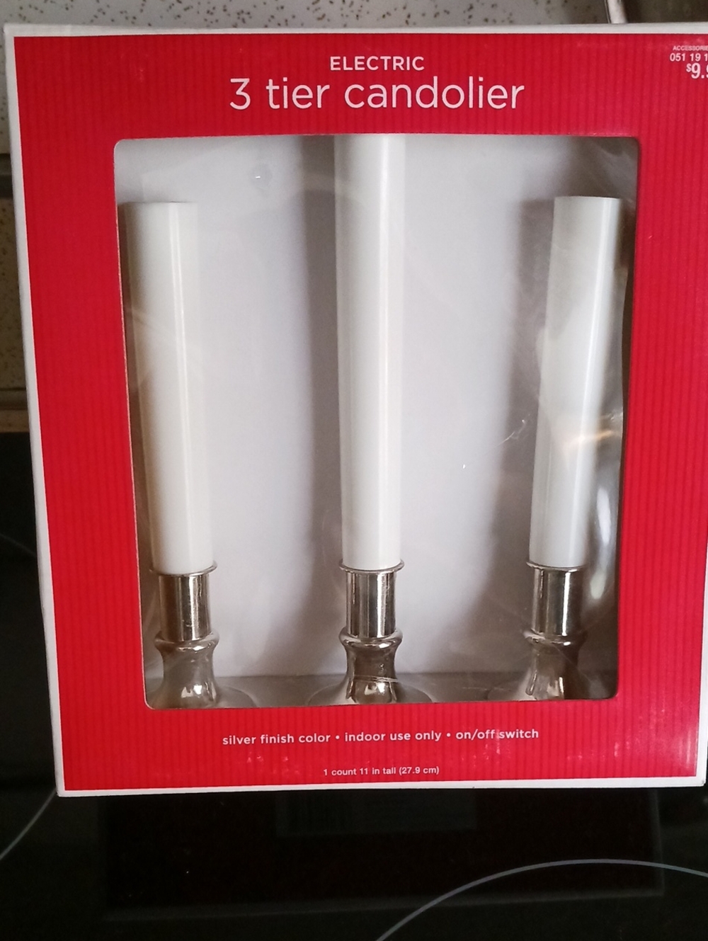 Electric 3-Tier Candolier - Silver Finish with White Candles